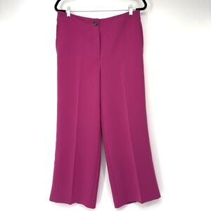 Ann Taylor Crepe Wide Leg Pants Womens 10 Pink Fluid Career Flat Front